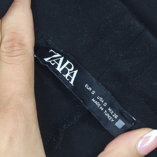 Zara Women’s Black UK 8 High Rise Tapered Ankle Trousers Gold Buttons