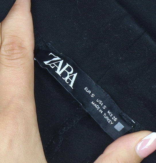 Zara Women’s Black UK 8 High Rise Tapered Ankle Trousers Gold Buttons