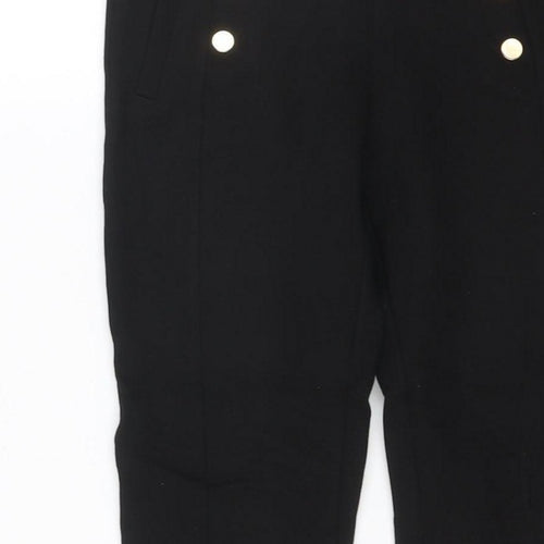 Zara Women’s Black UK 8 High Rise Tapered Ankle Trousers Gold Buttons