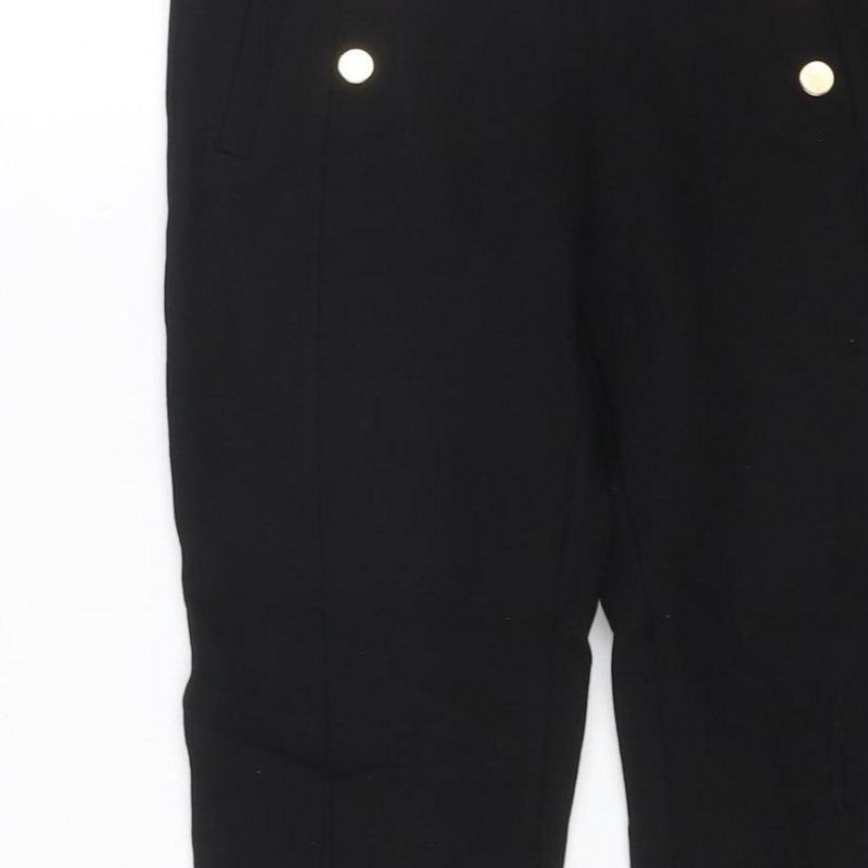 Zara Women’s Black UK 8 High Rise Tapered Ankle Trousers Gold Buttons