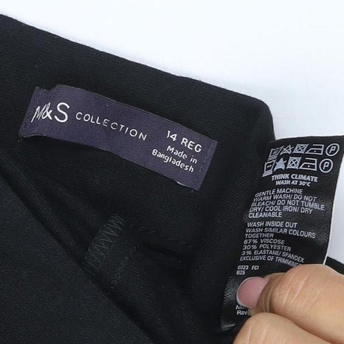 M&S Collection Women’s Black Size 14 Regular Stretch Dress Trousers