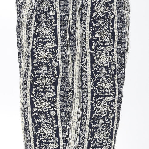 Marks & Spencer Women's Blue Floral Harem Trousers UK 14 Viscose