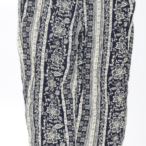 Marks & Spencer Women's Blue Floral Harem Trousers UK 14 Viscose
