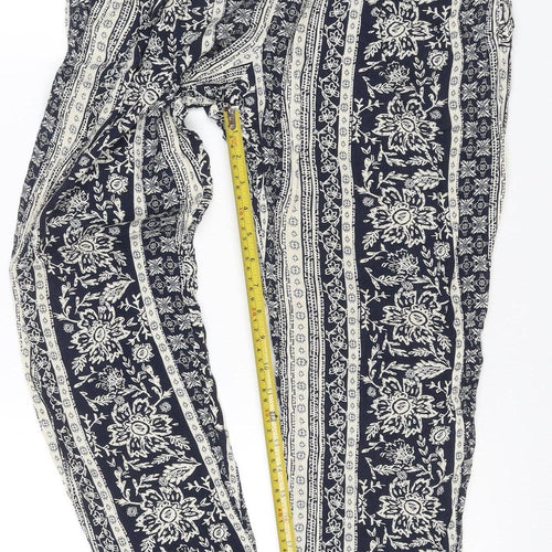 Marks & Spencer Women's Blue Floral Harem Trousers UK 14 Viscose