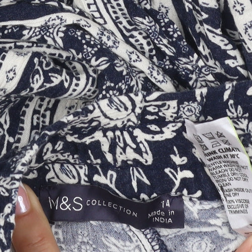 Marks & Spencer Women's Blue Floral Harem Trousers UK 14 Viscose
