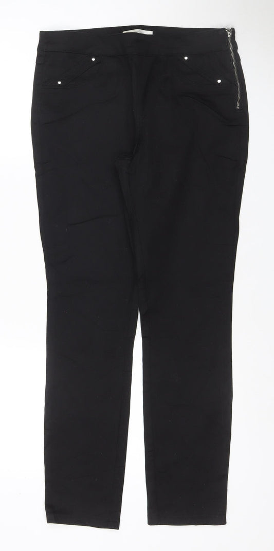 Wallis Women’s Black UK 10 Slim Straight Trousers Zip Pockets