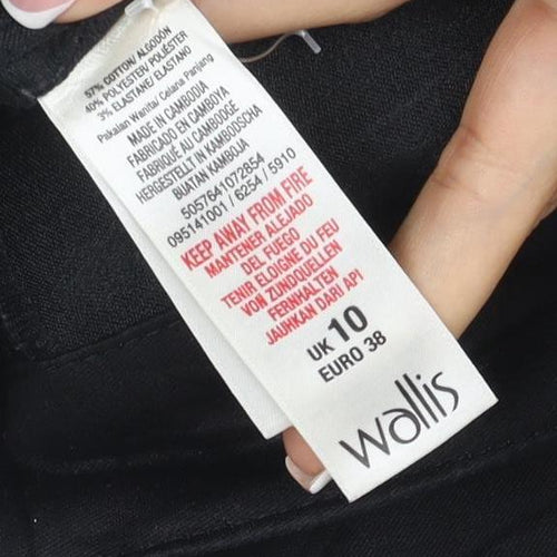 Wallis Women’s Black UK 10 Slim Straight Trousers Zip Pockets