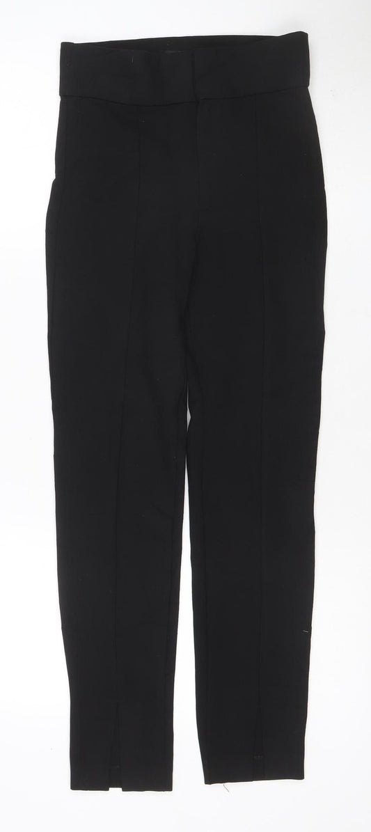 Zara Women Black UK 16 Straight Leg Tailored Dress Trousers