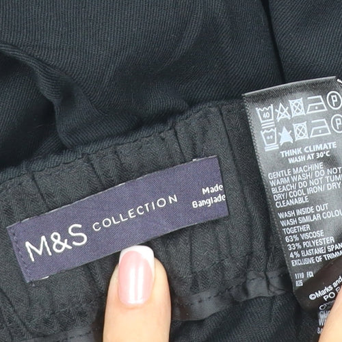 Marks and Spencer Women Black Size 18 Straight Stretch Trousers