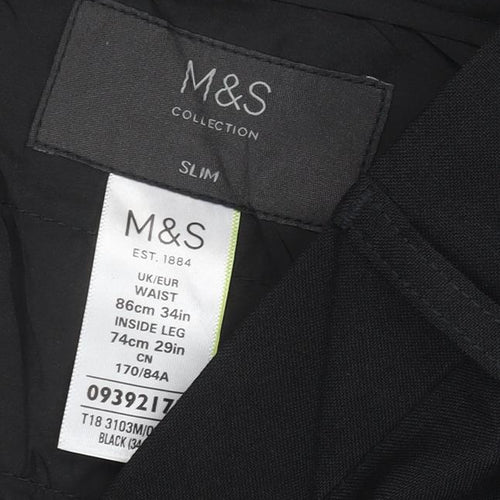M&S Collection Women’s Black Slim Fit Dress Trousers 34W 29L
