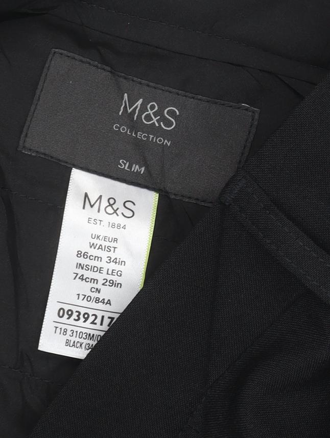 M&S Collection Women’s Black Slim Fit Dress Trousers 34W 29L
