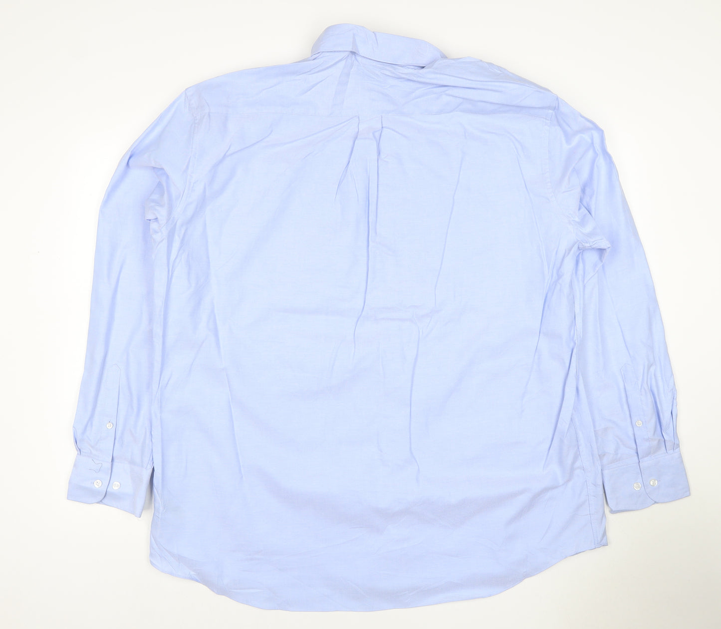 M&S Mens Blue 15.5 Pure Cotton Oxford Button-Down Long Sleeve Shirt