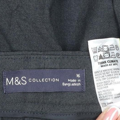 Marks & Spencer Women's Black Size 16 Regular Straight Leg Trousers