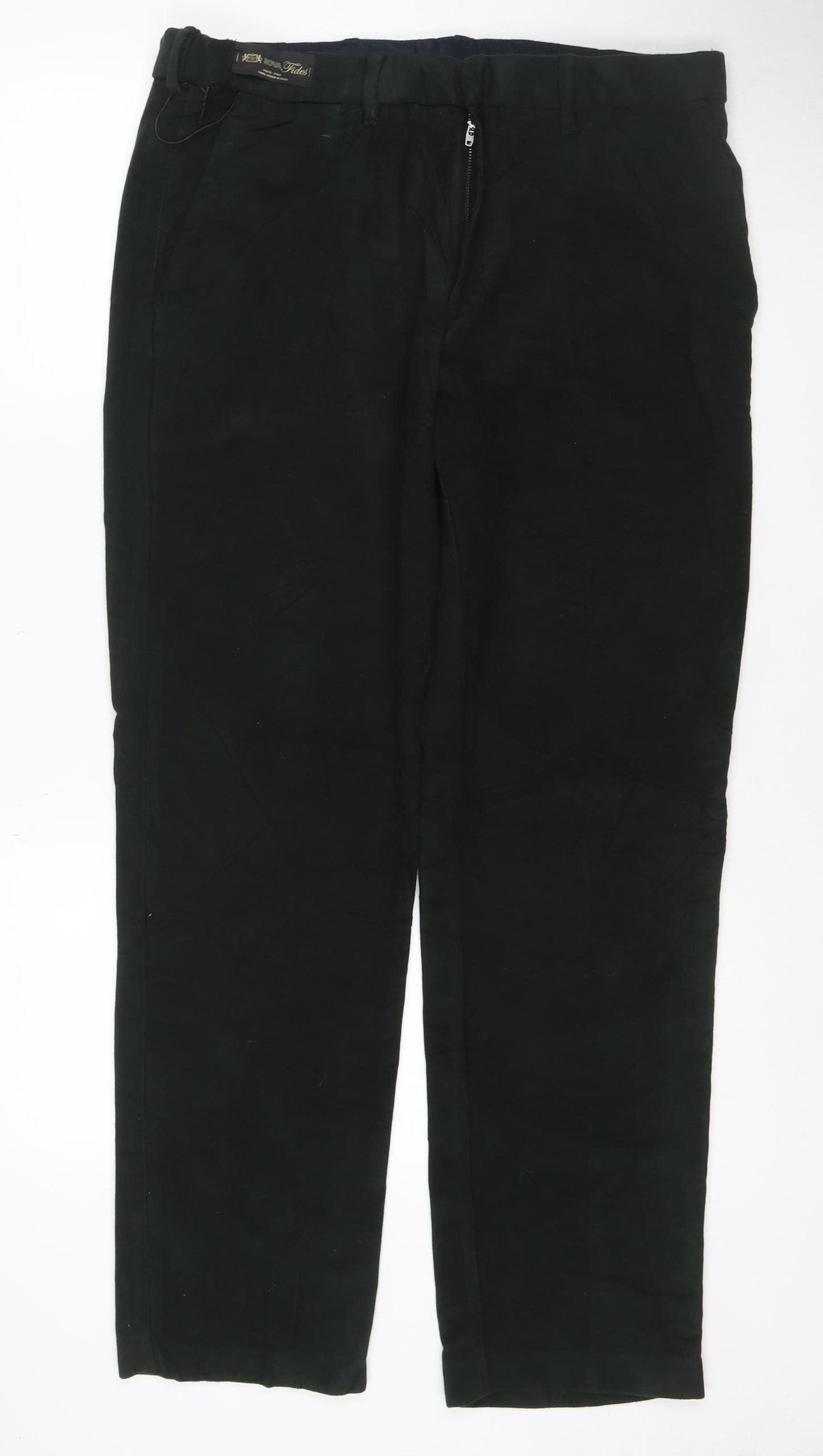 Marks and Spencer Women’s Black Cotton Straight Trousers 36/31 Regular