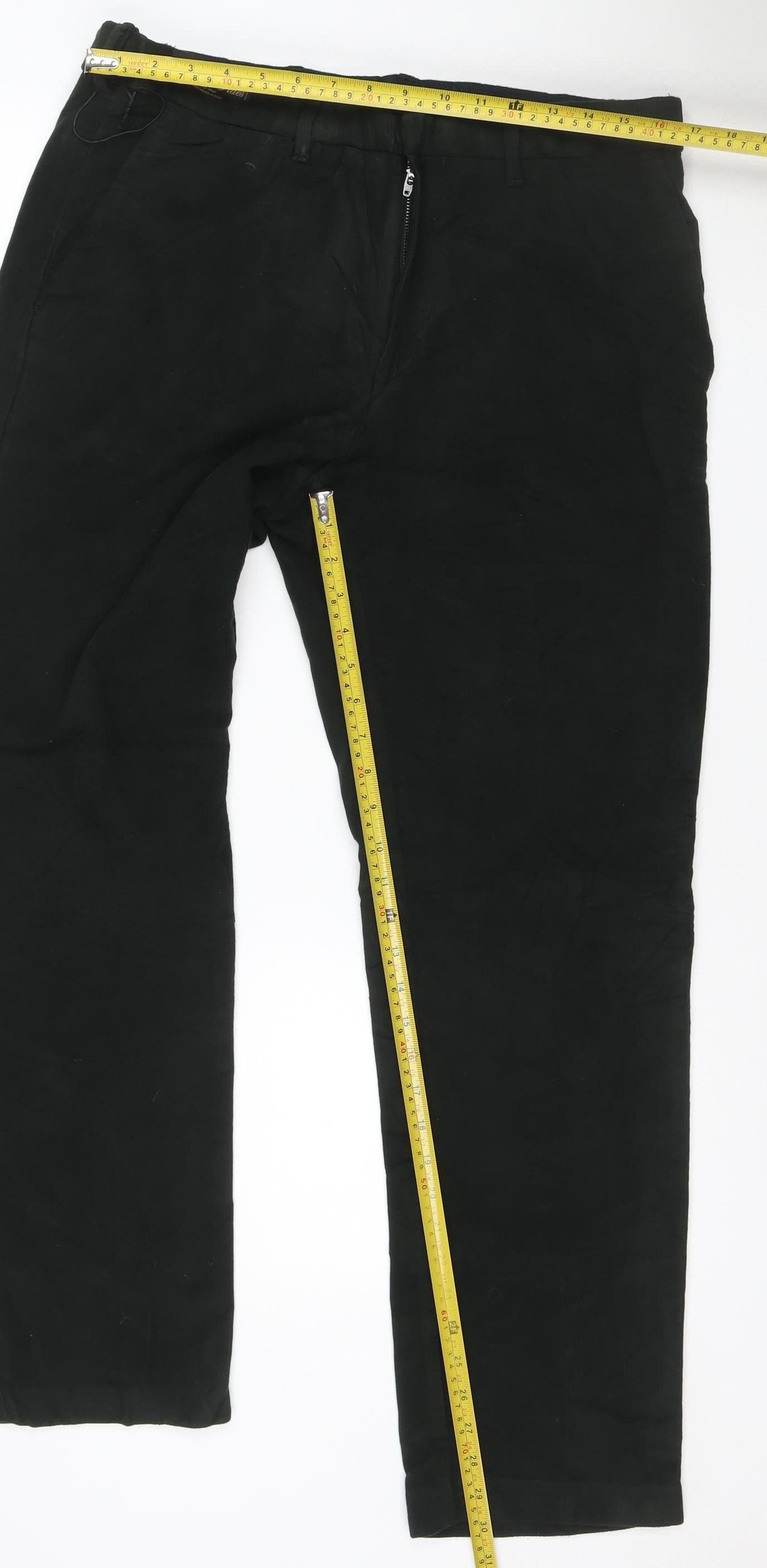 Marks and Spencer Women’s Black Cotton Straight Trousers 36/31 Regular