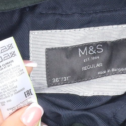 Marks and Spencer Women’s Black Cotton Straight Trousers 36/31 Regular