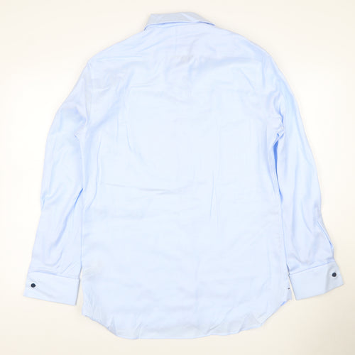 Marks and Spencer Men Blue 15.5 Slim Fit Cotton Tailored Dress Shirt