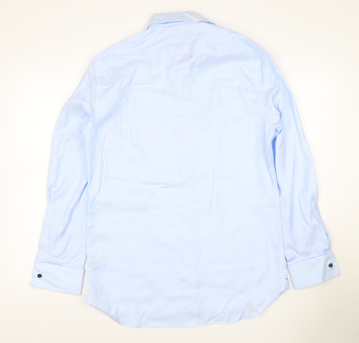 Marks and Spencer Men Blue 15.5 Slim Fit Cotton Tailored Dress Shirt