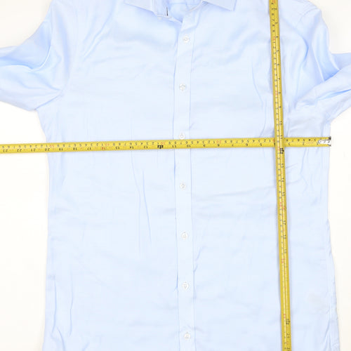 Marks and Spencer Men Blue 15.5 Slim Fit Cotton Tailored Dress Shirt