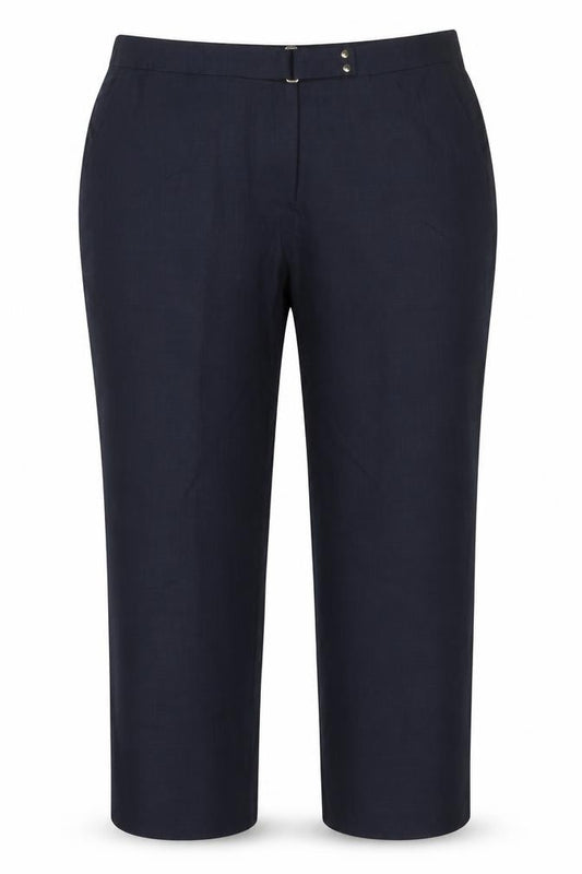 Front view of Marks & Spencer Women’s Navy Blue UK 18 Tailored Straight Dress Trousers