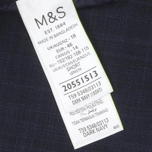 M&S Women’s Navy Blue UK 18 Tailored Straight Dress Trousers
