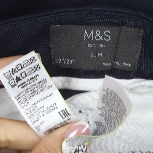 M&S Men’s Blue 32W 29L Slim Tapered Stretch Jeans