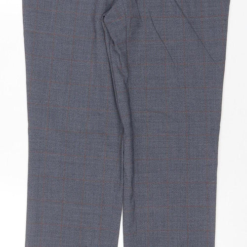 Marks & Spencer Men Blue/Grey Check Slim Fit Dress Trousers 28x31 NWT