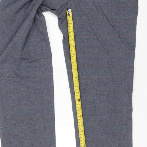 Marks & Spencer Men Blue/Grey Check Slim Fit Dress Trousers 28x31 NWT