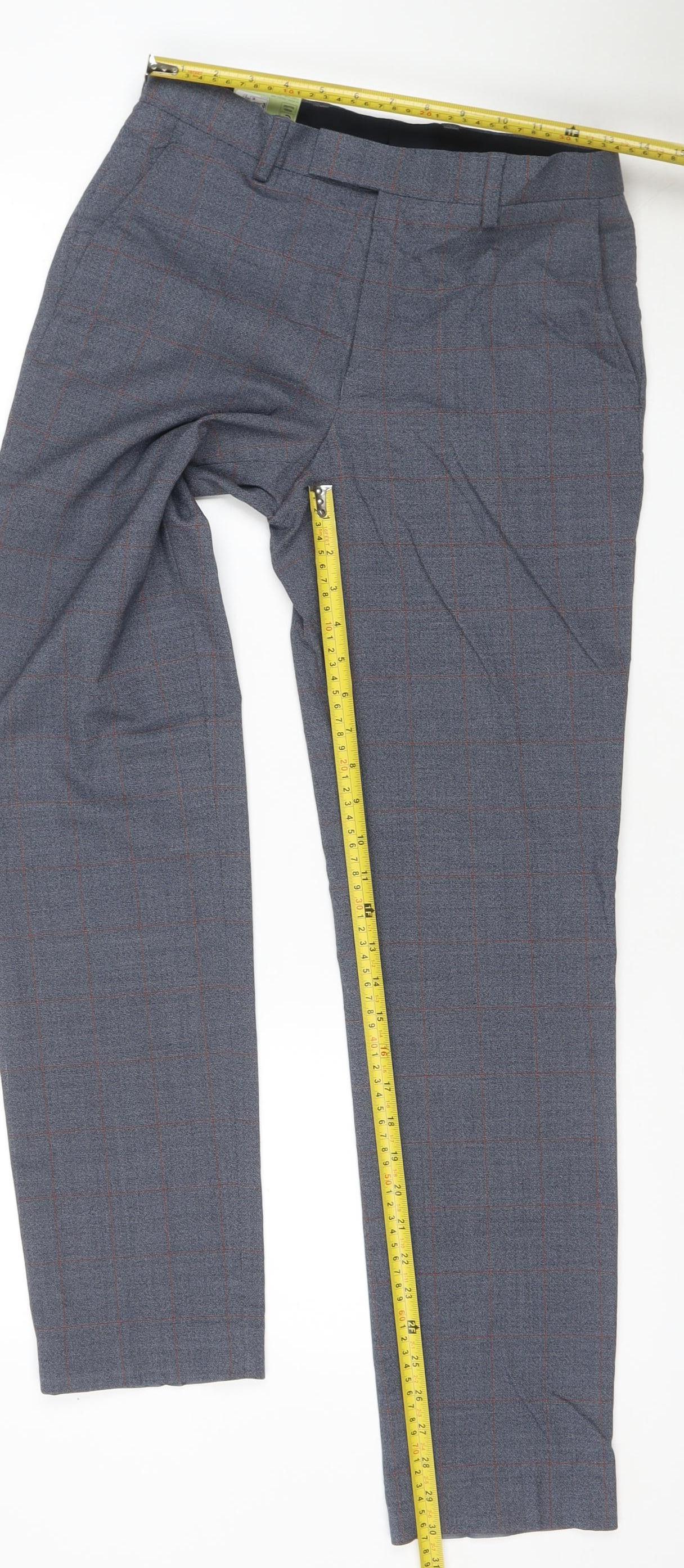 Marks & Spencer Men Blue/Grey Check Slim Fit Dress Trousers 28x31 NWT