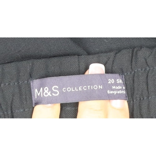 Marks & Spencer Women Black Size 20 Short Jogger Trousers Stripe Zip