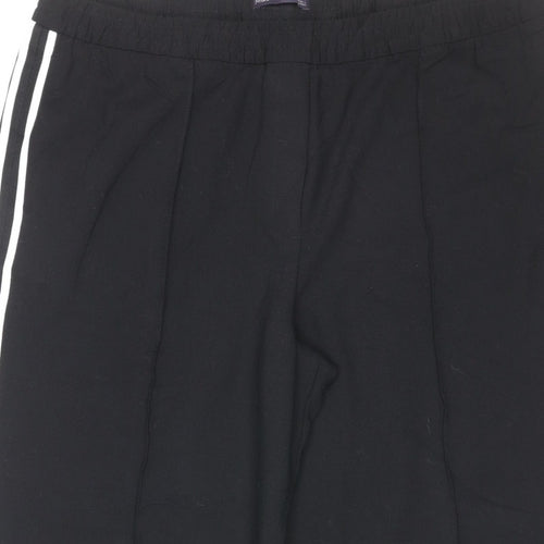 Marks & Spencer Women Black Size 20 Short Jogger Trousers Stripe Zip