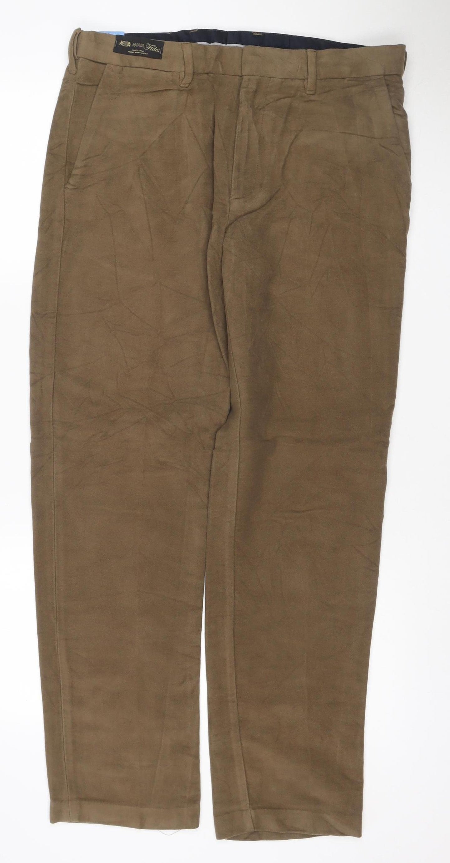 M&S Men’s Brown 34in Regular Fit Cotton Chino Trousers 34/31 New