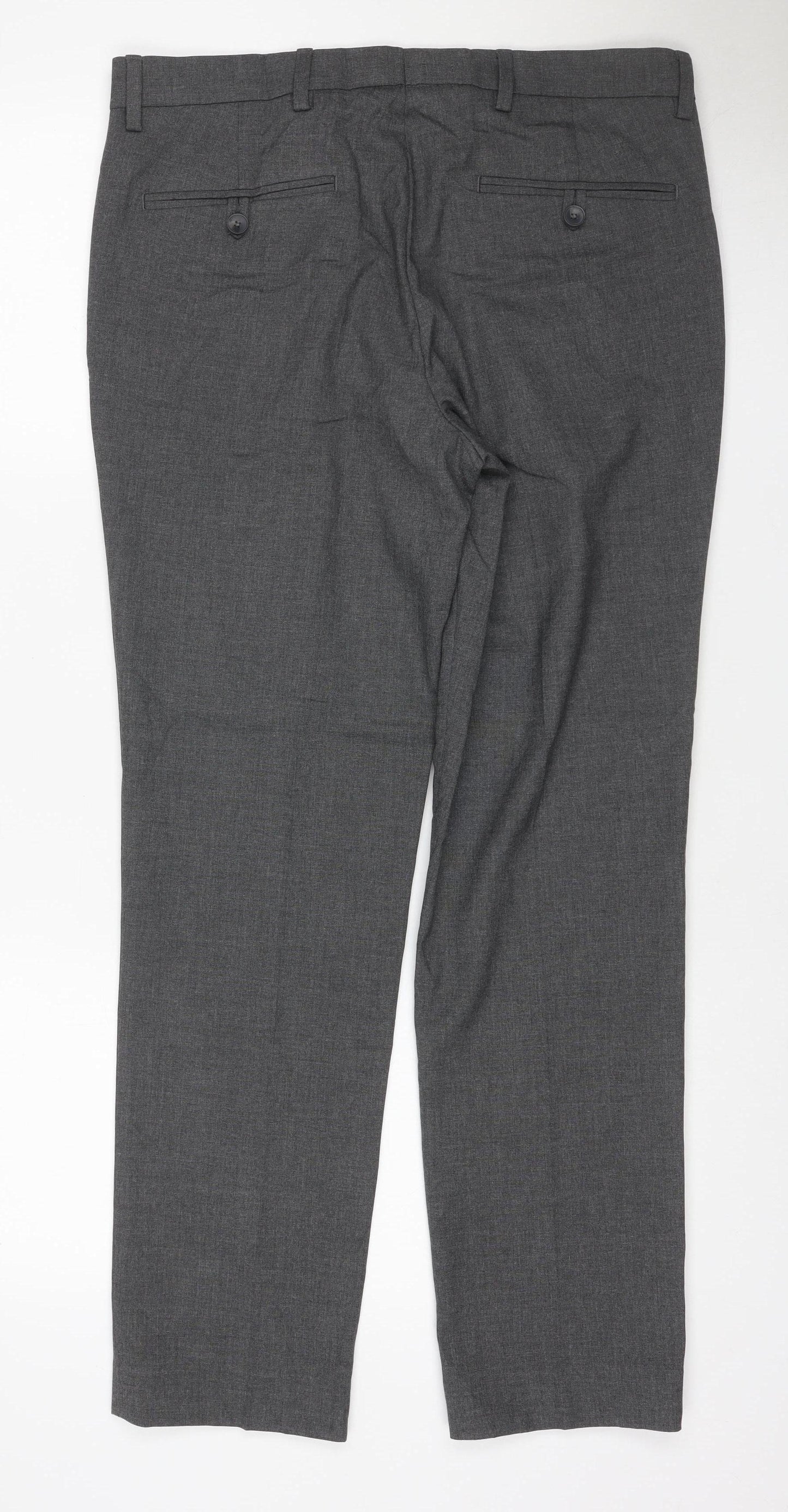 Marks & Spencer Men Grey 32/29 Skinny Herringbone Dress Trousers