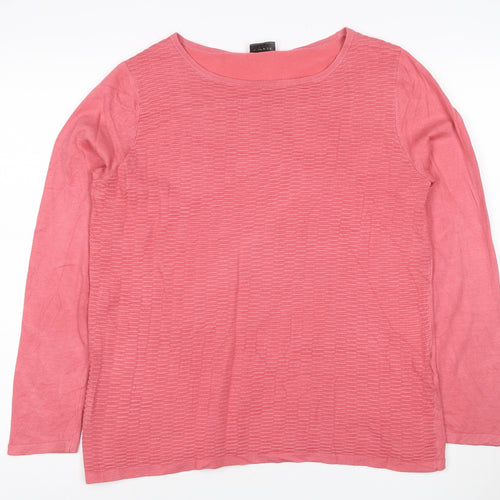 Gerry Weber Women Pink UK 10 Long Sleeve Round Neck Textured Knit Jumper