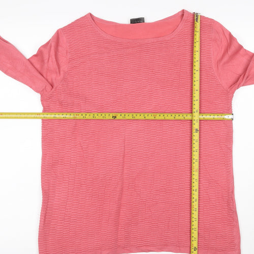 Gerry Weber Women Pink UK 10 Long Sleeve Round Neck Textured Knit Jumper
