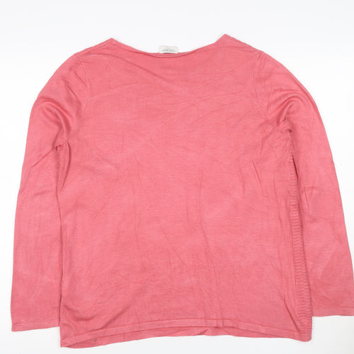 Gerry Weber Women Pink UK 10 Long Sleeve Round Neck Textured Knit Jumper