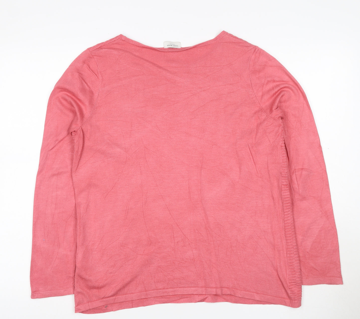 Gerry Weber Women Pink UK 10 Long Sleeve Round Neck Textured Knit Jumper