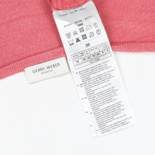 Gerry Weber Women Pink UK 10 Long Sleeve Round Neck Textured Knit Jumper