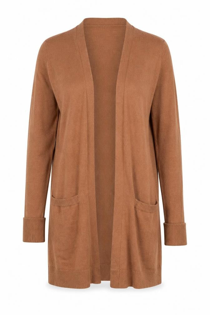 FatFace Women’s Brown UK 12 Open Knit Longline Cardigan with Pockets