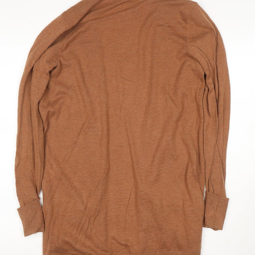 Fat Face Women’s Brown UK 12 Open Knit Longline Cardigan with Pockets