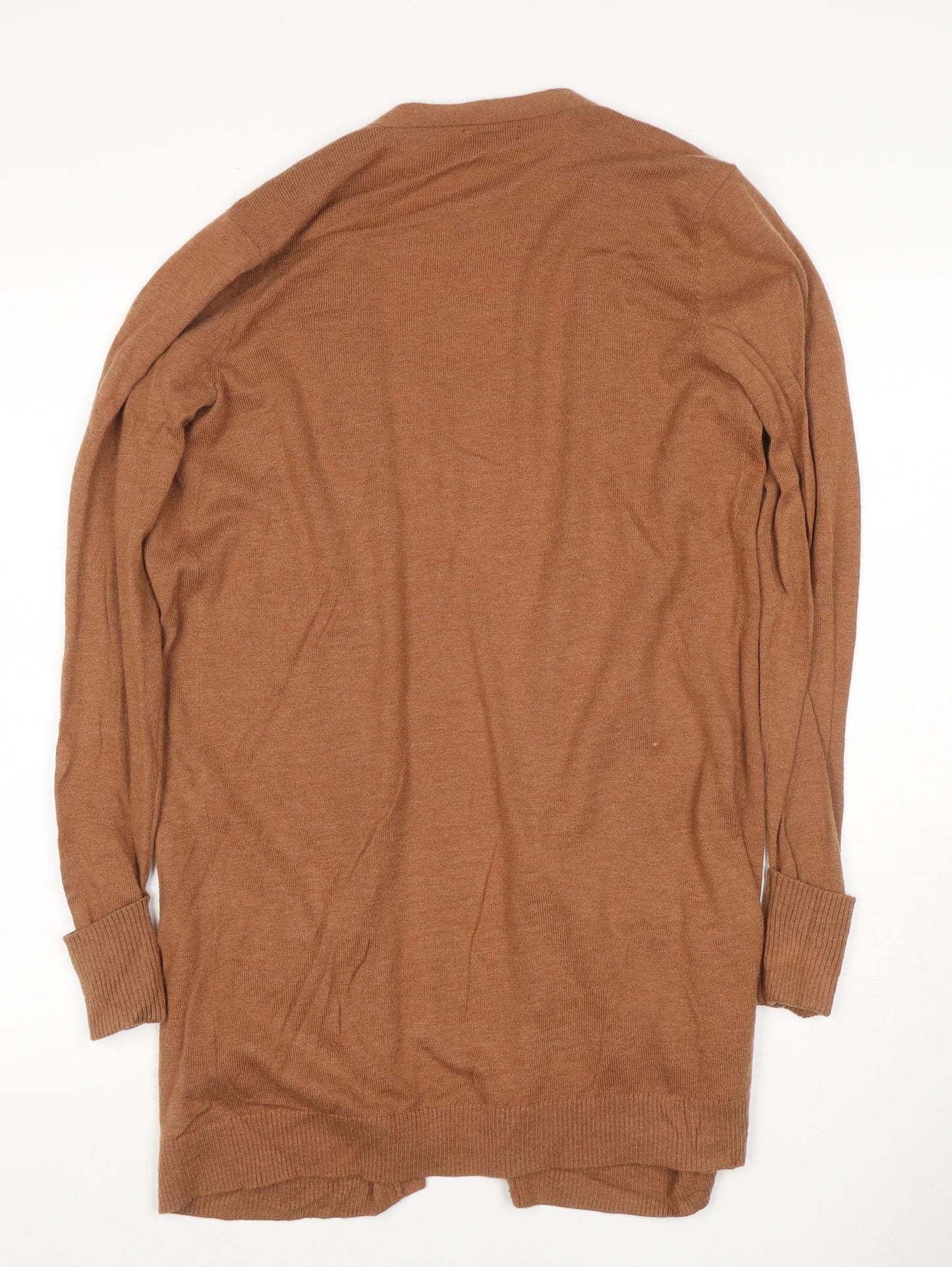 Fat Face Women’s Brown UK 12 Open Knit Longline Cardigan with Pockets