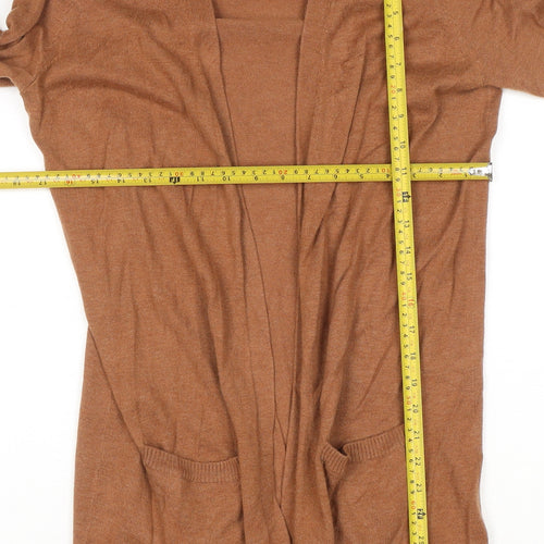 Fat Face Women’s Brown UK 12 Open Knit Longline Cardigan with Pockets