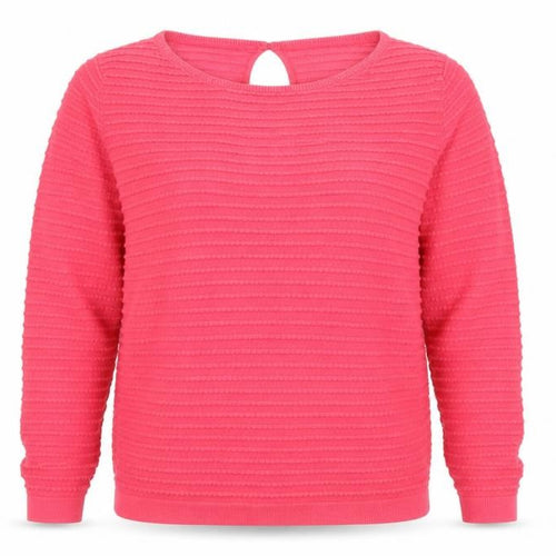 Monsoon Women Pink UK 10 Cotton Textured Knit Crew Neck Jumper