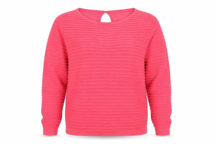 Monsoon Women Pink UK 10 Cotton Textured Knit Crew Neck Jumper