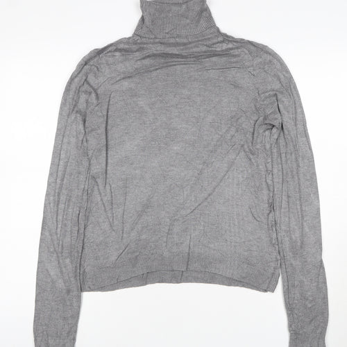 Mango Women Grey UK 10 Roll Neck Fine Knit Long Sleeve Jumper