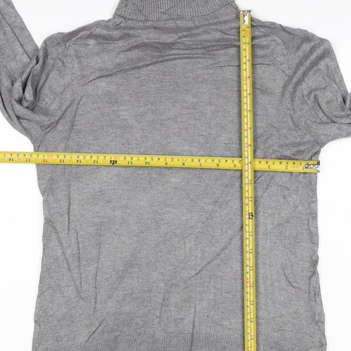 Mango Women Grey UK 10 Roll Neck Fine Knit Long Sleeve Jumper