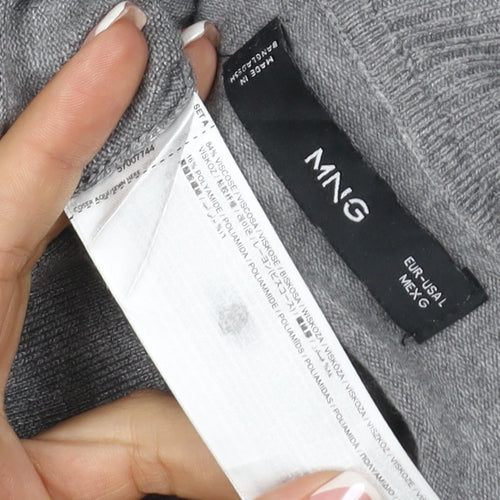 Mango Women Grey UK 10 Roll Neck Fine Knit Long Sleeve Jumper