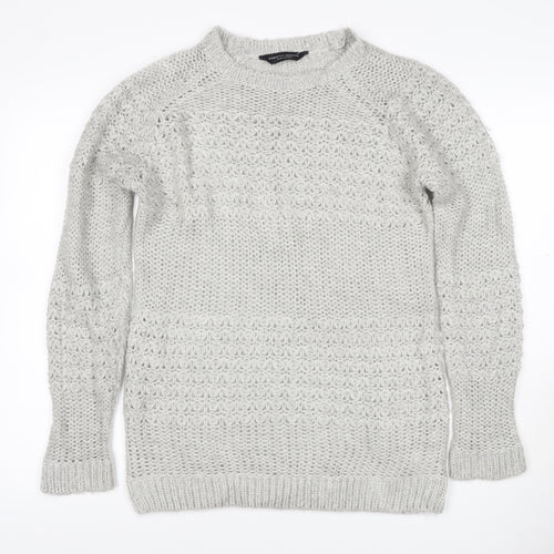 Dorothy Perkins Women Grey UK 12 Chunky Knit Crew Neck Pullover Jumper