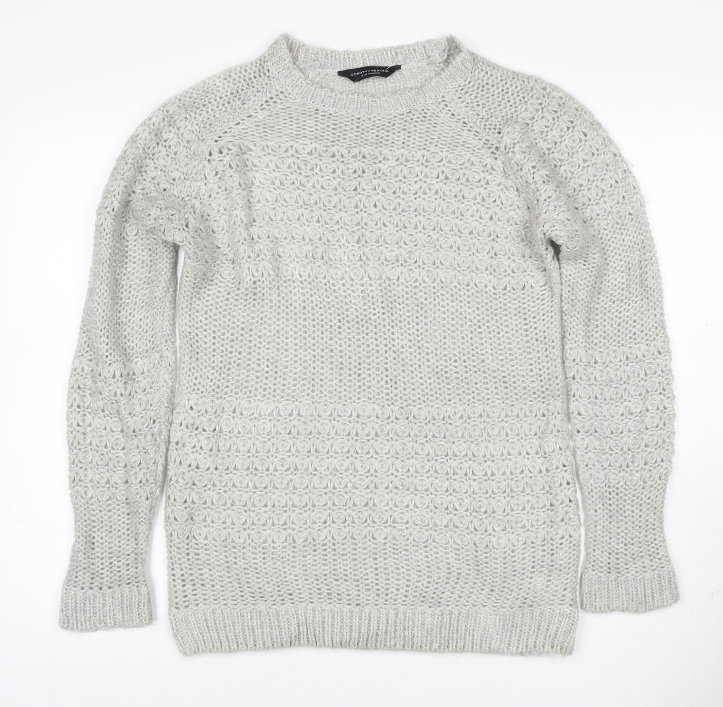 Dorothy Perkins Women Grey UK 12 Chunky Knit Crew Neck Pullover Jumper