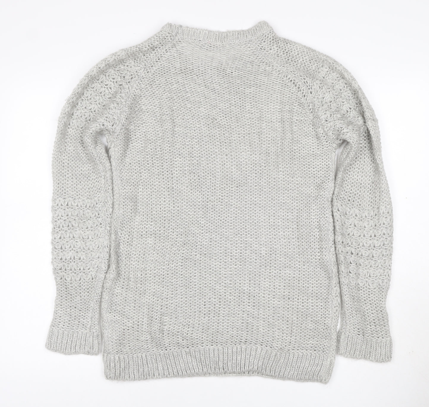 Dorothy Perkins Women Grey UK 12 Chunky Knit Crew Neck Pullover Jumper